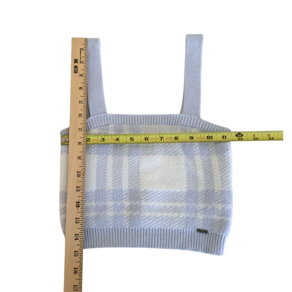 Hollister Blue Plaid Knit Crop Tank Top XS Square Neck Cami - Picture 6 of 6